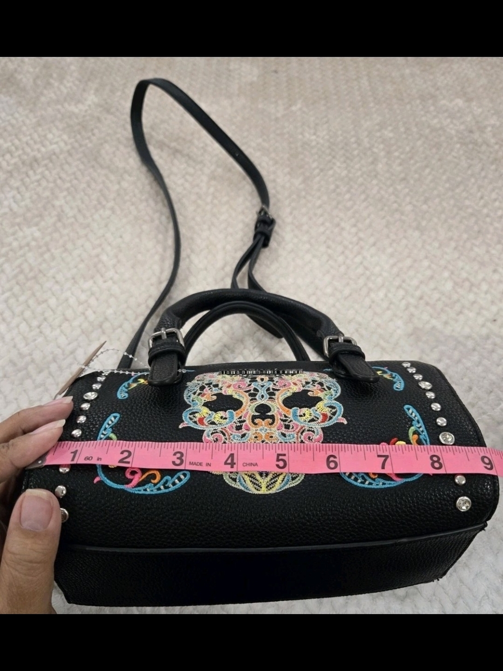 Montana West Sugar Skull Embroidered Satchel Crossbody NWT - Picture 13 of 13